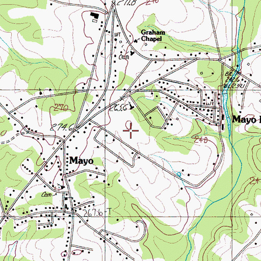 Topographic Map of Mayo Census Designated Place, SC