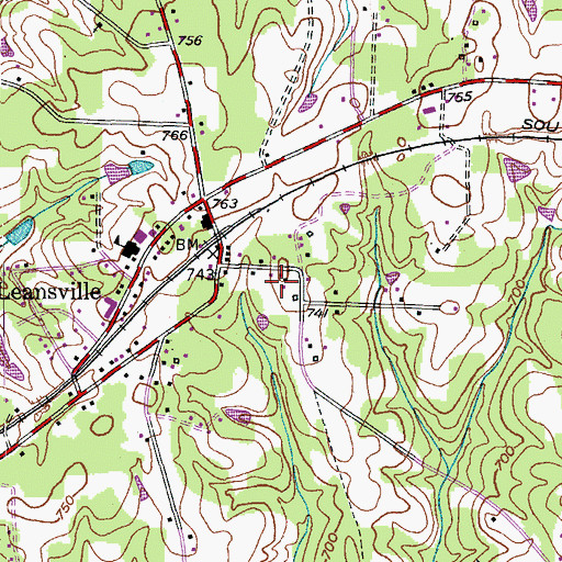 Topographic Map of McLeansville Census Designated Place, NC