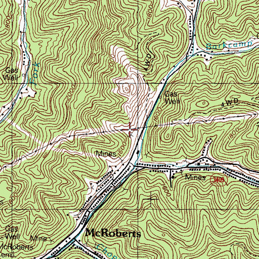 Topographic Map of McRoberts Census Designated Place, KY