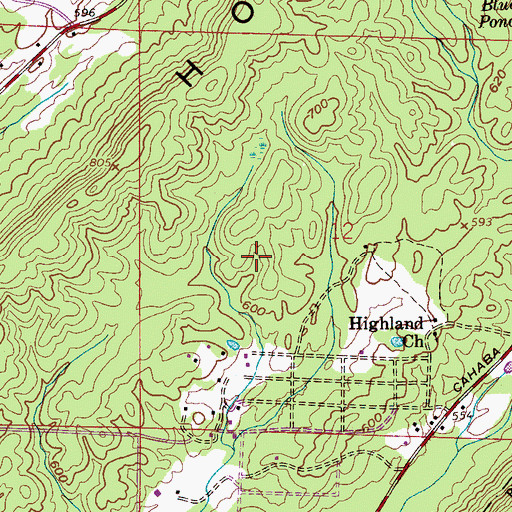 Topographic Map of Meadowbrook Census Designated Place, AL