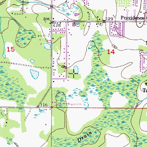 Topographic Map of Medulla Census Designated Place, FL