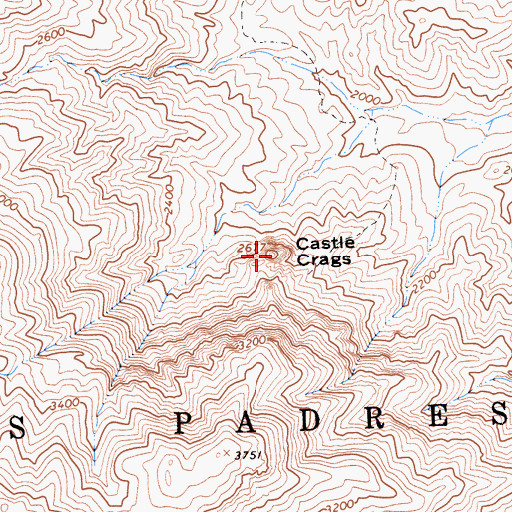 Topographic Map of Castle Crags, CA