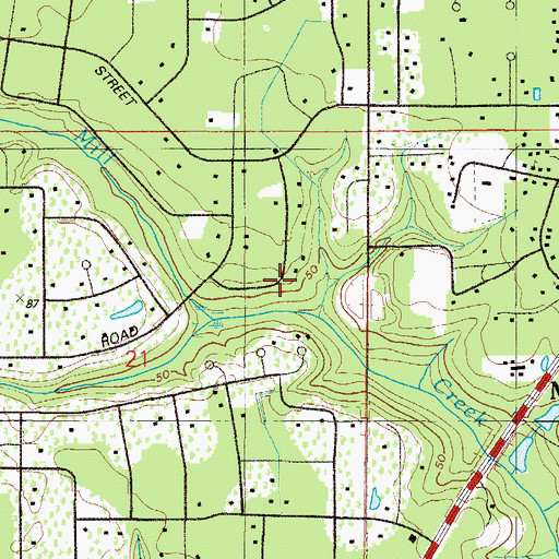 Topographic Map of Middleburg Census Designated Place, FL