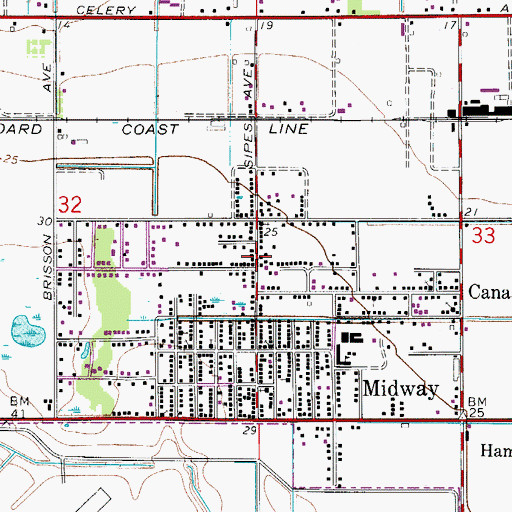 Topographic Map of Midway Census Designated Place, FL