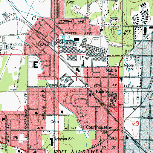 Topographic Map of Mignon Census Designated Place, AL