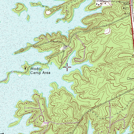 Topographic Map of Modoc Census Designated Place, SC