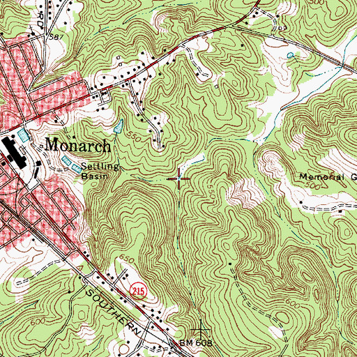 Topographic Map of Monarch Mill Census Designated Place, SC