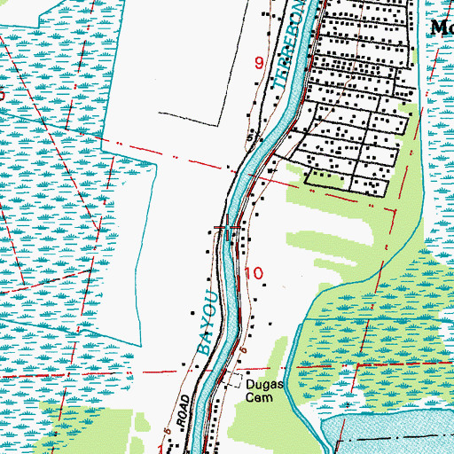 Topographic Map of Montegut Census Designated Place, LA