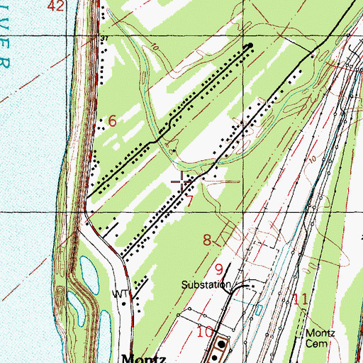 Topographic Map of Montz Census Designated Place, LA