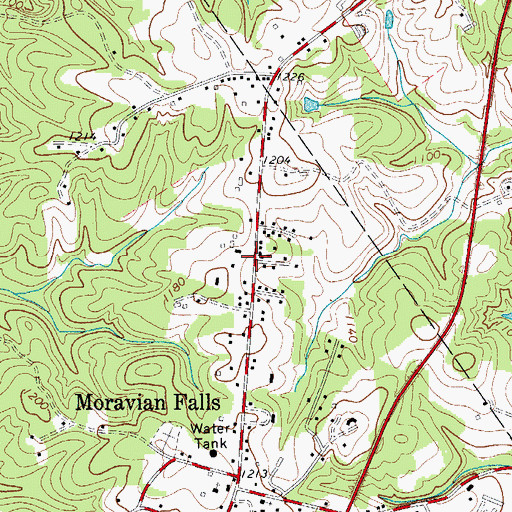 Topographic Map of Moravian Falls Census Designated Place, NC