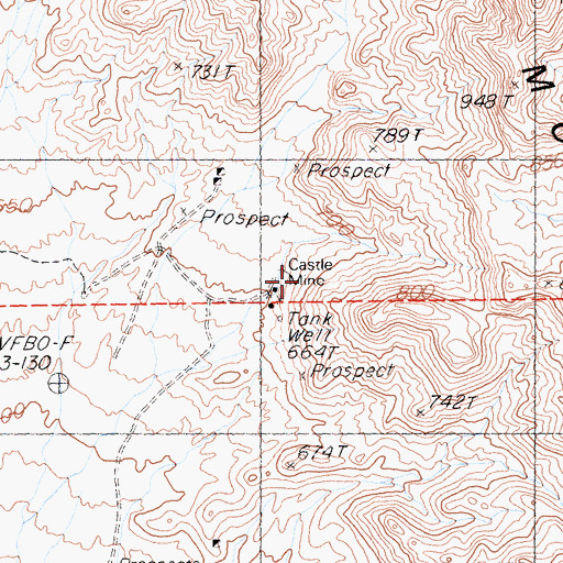Topographic Map of Castle Mine, CA