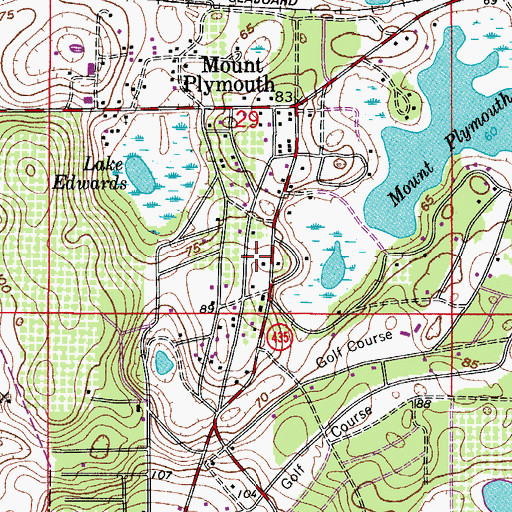 Topographic Map of Mount Plymouth Census Designated Place, FL