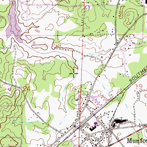 Topographic Map of Munford Census Designated Place (historical), AL