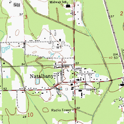 Topographic Map of Natalbany Census Designated Place, LA