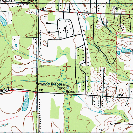 Topographic Map of New Hope Census Designated Place, MS