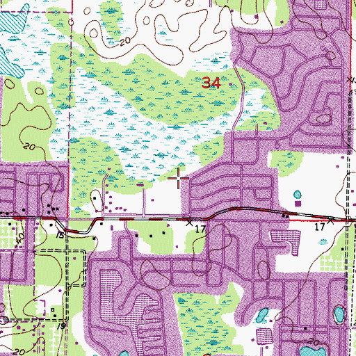 Topographic Map of New Port Richey East Census Designated Place, FL