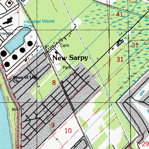 Topographic Map of New Sarpy Census Designated Place, LA