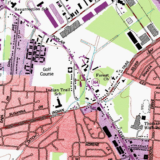Topographic Map of Newburg Census Designated Place (historical), KY