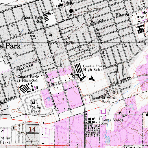Topographic Map of Castle Park High School, CA