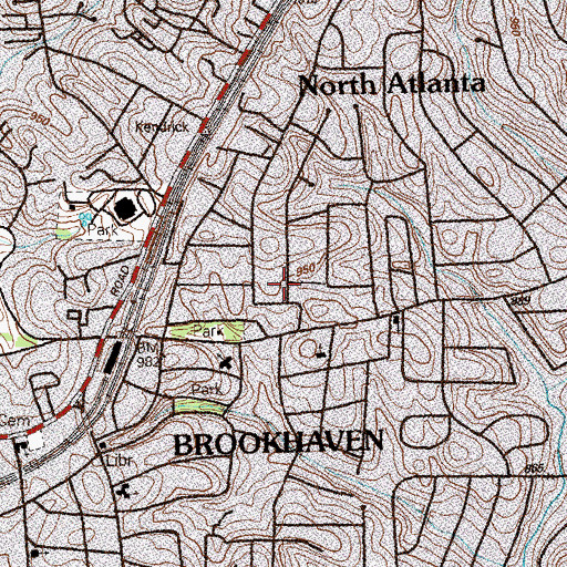 Topographic Map of North Atlanta Census Designated Place, GA