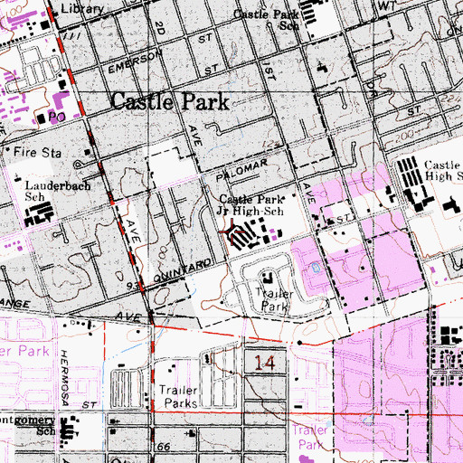 Topographic Map of Castle Park Middle School, CA
