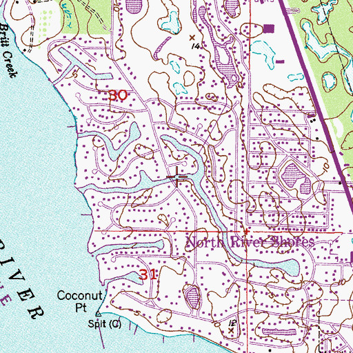 Topographic Map of North River Shores Census Designated Place, FL