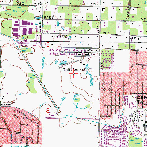 Topographic Map of North Sarasota Census Designated Place, FL