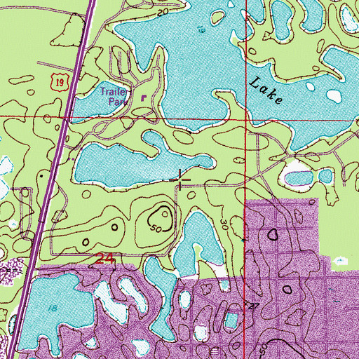 Topographic Map of North Weeki Wachee Census Designated Place, FL