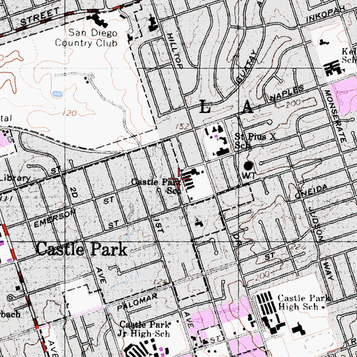 Topographic Map of Castle Park Senior High School, CA