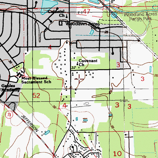 Topographic Map of Old Jefferson Census Designated Place, LA