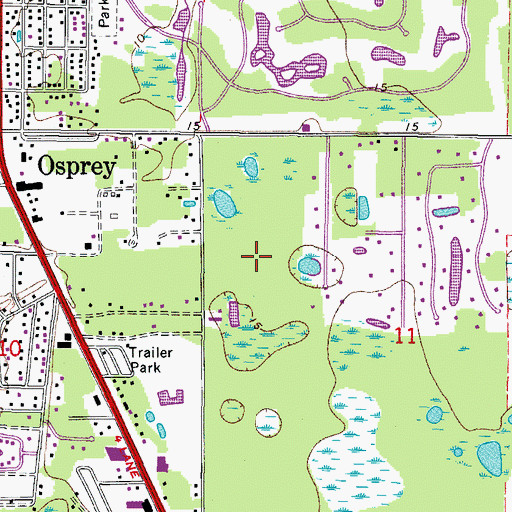 Topographic Map of Osprey Census Designated Place, FL