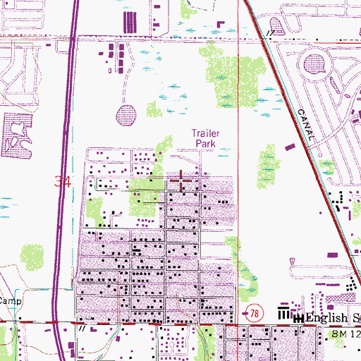 Topographic Map of Palmona Park Census Designated Place, FL
