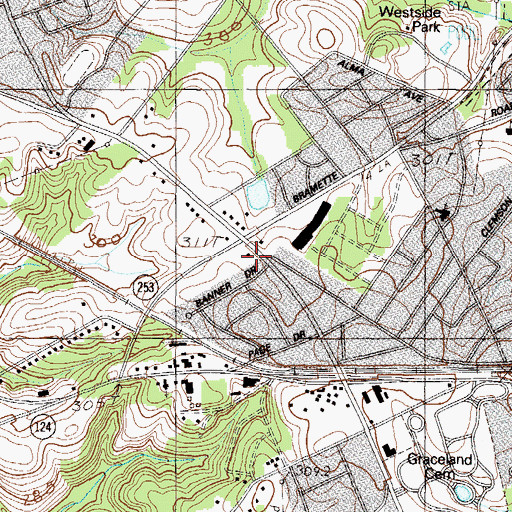 Topographic Map of Parker Census Designated Place, SC