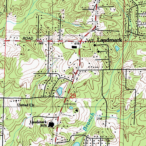 Topographic Map of Landmark Census Designated Place, AR