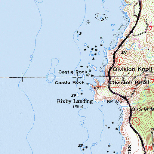 Topographic Map of Castle Rock, CA