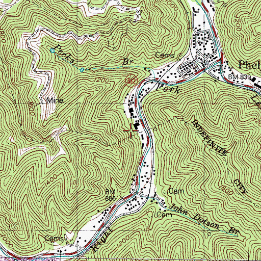 Topographic Map of Phelps Census Designated Place, KY