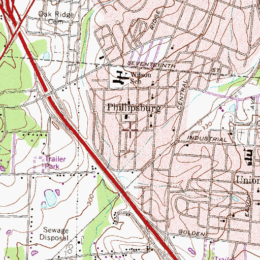Topographic Map of Phillipsburg Census Designated Place, GA