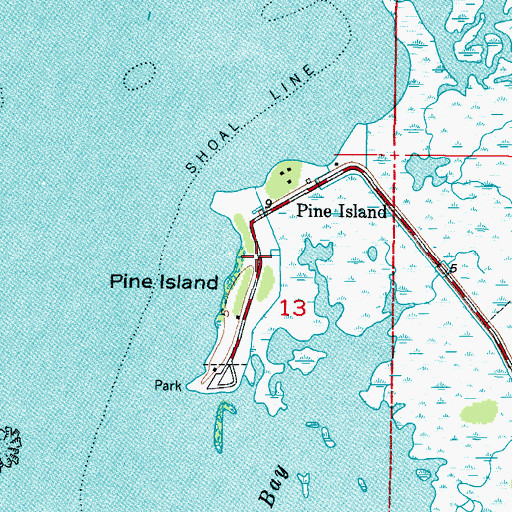 Topographic Map of Pine Island Census Designated Place, FL