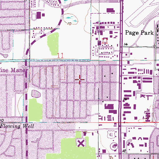 Topographic Map of Pine Manor Census Designated Place, FL