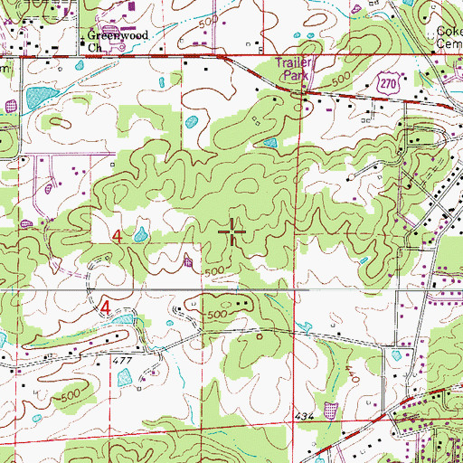 Topographic Map of Piney Census Designated Place, AR