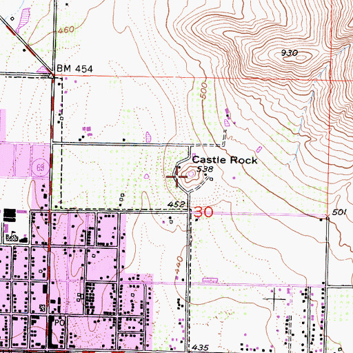 Topographic Map of Castle Rock, CA