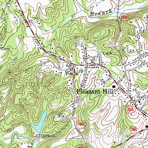 Topographic Map of Pleasant Hill Census Designated Place, NC
