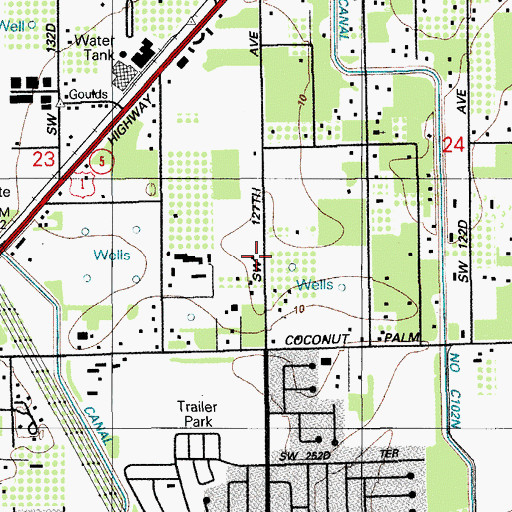 Topographic Map of Princeton Census Designated Place, FL