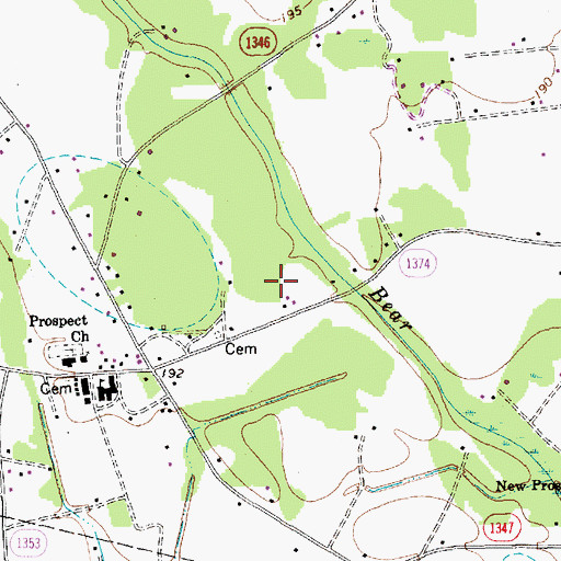 Topographic Map of Prospect Census Designated Place, NC