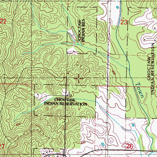 Topographic Map of Redwater Census Designated Place, MS