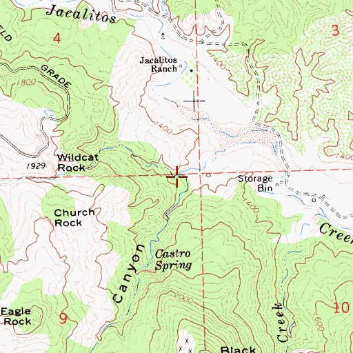 Topographic Map of Castro Canyon, CA
