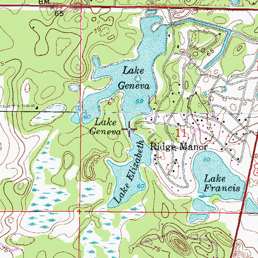 Topographic Map of Ridge Manor Census Designated Place, FL