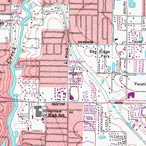 Topographic Map of Ridge Wood Heights Census Designated Place, FL