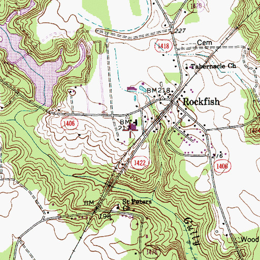 Topographic Map of Rockfish Census Designated Place, NC