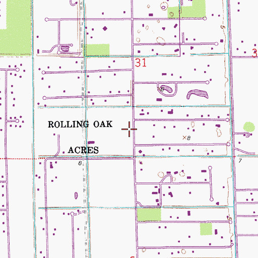 Topographic Map of Rolling Oaks Census Designated Place (historical), FL